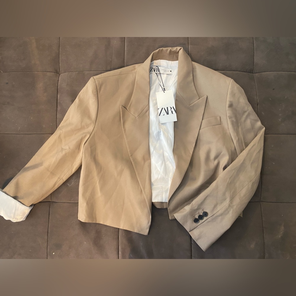Zara Tan Cropped Blazer